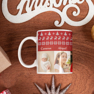 Mug Grand-parents 6 petits-enfants Photo Noël rouge