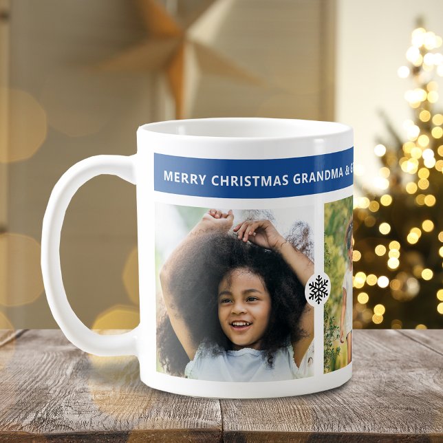 Mug Grand-parents de Noël moderne 3 Photos (Modern Christmas Grandparents 3 Photos Coffee Mug)