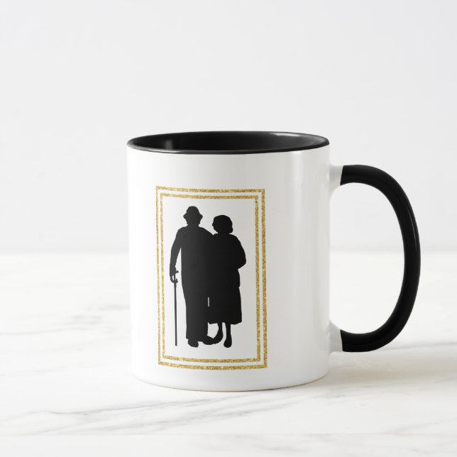 Mug Grand-parents Silhouette Noms Musique (Droite)