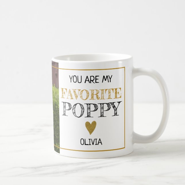 Mug Grand-père de pavot favori Photo personnalisée (Droite)