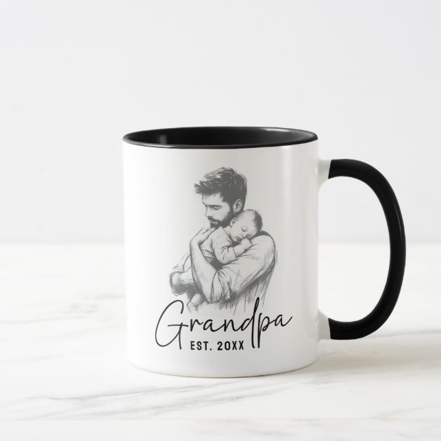 Mug Grand-père Holy Baby Sweet Black & White Sketch (Droite)