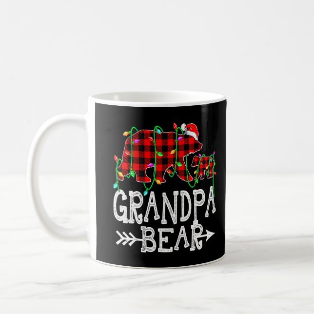 Mug Grand-père Ours Pajama de Noël Rouge Plaid Buffalo (Gauche)