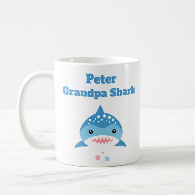 Mug Grand-père personnalisé requin Nom personnalisé (Gauche)