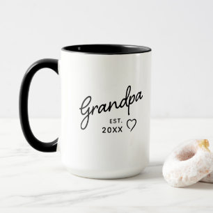 Mug Grand-père Reveal Est. Année Minimaliste noir et b