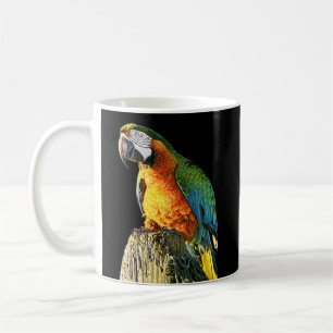 Mug Grand perroquet orange et turquoise sur un tronçon