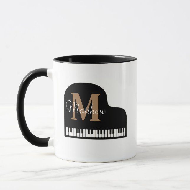 Mug Grand piano Monogramme avec le nom Pianiste (Gauche)