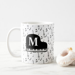 Mug Grand Piano Music Note Monogramme Pianiste