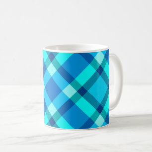 Mug Grand Plaid Moderne, Bleu Cobalt, Aqua & Turquoise