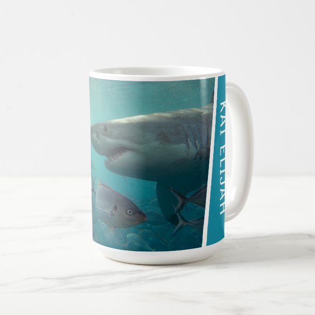 Mug Grand requin blanc Poisson sous l'océan Grand (Devant droit)