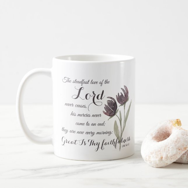 Mug Grand Ta Foi Écriture Chrétienne Verse (Avec donut)