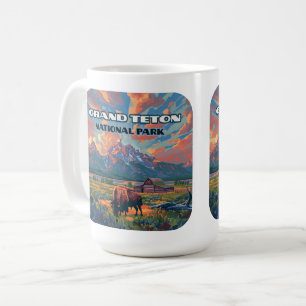 Mug Grand Teton National Park Mountains Bison Wyoming