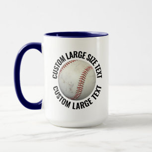Mug Grand Text Bleu Marine Combo 15oz Baseball Personn