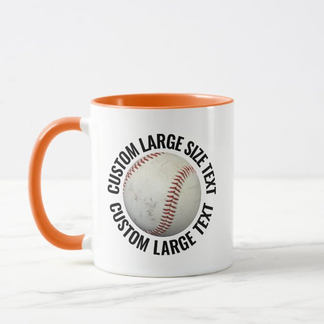 Mug Grand Text Orange Combo Balle de Baseball Personna (Gauche)