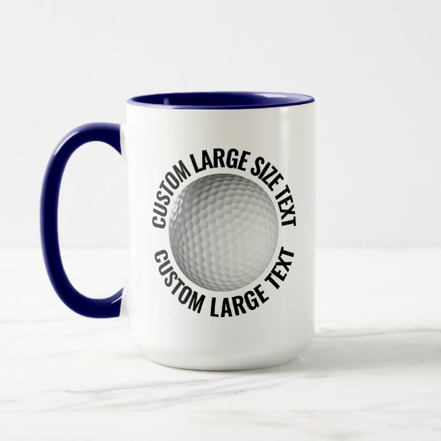 Mug Grand texte BLEU NAVY Combinaison 425g Golfe perso (Gauche)