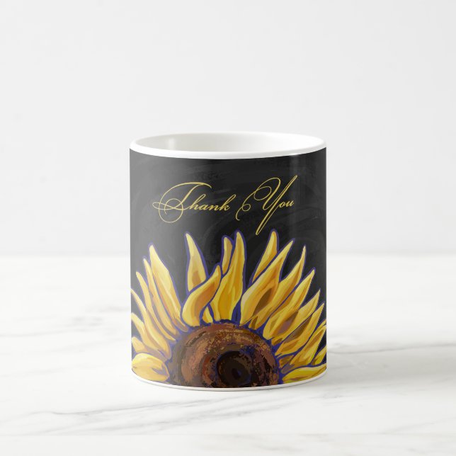 Mug Grand Tournesol Art sur le Merci noir (Centre)