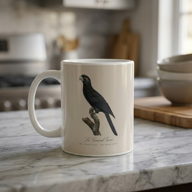 Mug Grand Vasa, Coracopsis Vasa Illustration (Greater Vasa Parrot, Coracopsis Vasa Illustration. Coffee Mug)