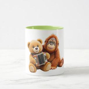 Mug Grande amitié entre un ourson et un orang outan .