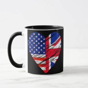 Mug Grande-Bretagne États-Unis Cœur Drapeau Américain