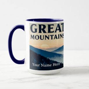Mug Grande Brume Bleue des Montagnes Smoky Rétro