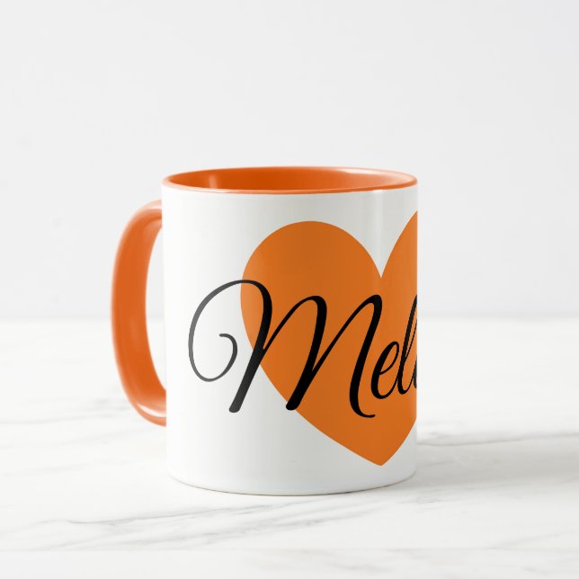 Mug Grande café personnalisé par copie orange mignonne (Devant gauche)