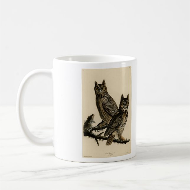 Mug Grande Chouette à la corne des oiseaux d'Amérique  (Gauche)