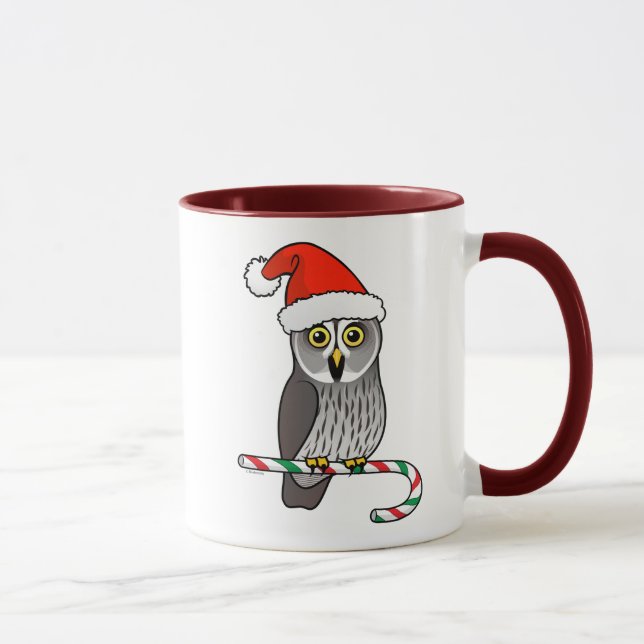Mug Grande chouette grise Père Noël (Droite)
