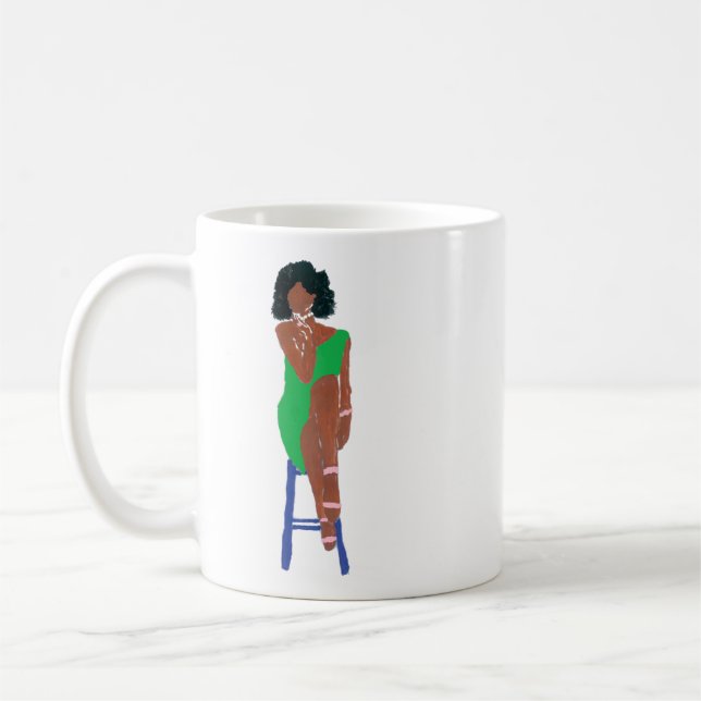 Mug Grande Diva en vert et rose (Gauche)