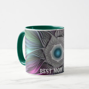 Mug Grande Fleur colorée Abstraite Fractal Best Maman