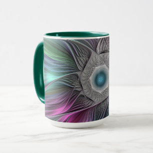 Mug Grande Fleur colorée Abstraite Trippy Fractal Art