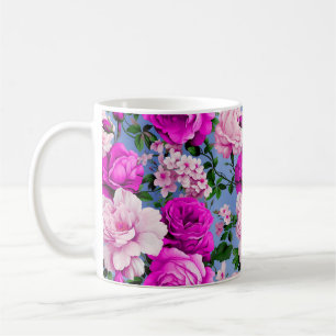 Mug Grande Fleur Rose rétro violet