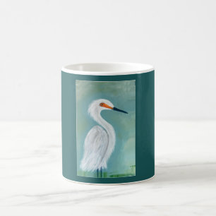 Mug Grande peinture blanche de beaux-arts de héron