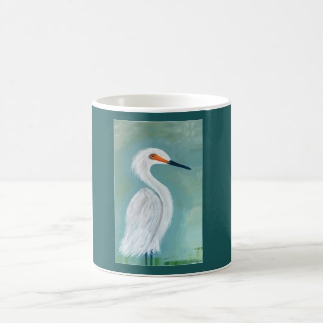 Mug Grande peinture blanche de beaux-arts de héron (Centre)