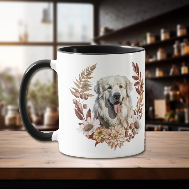 Mug Grande Pyrénées Chien Automne Wreath (Créateur téléchargé)