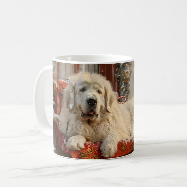 Mug Grande Pyrenees Chien Fête de Noël (Devant gauche)