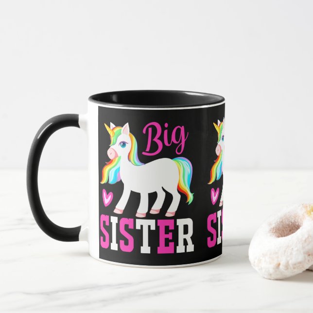 Mug Grande Soeur Unicorne Magique avec Mane Arc-en-Cie (Avec donut)