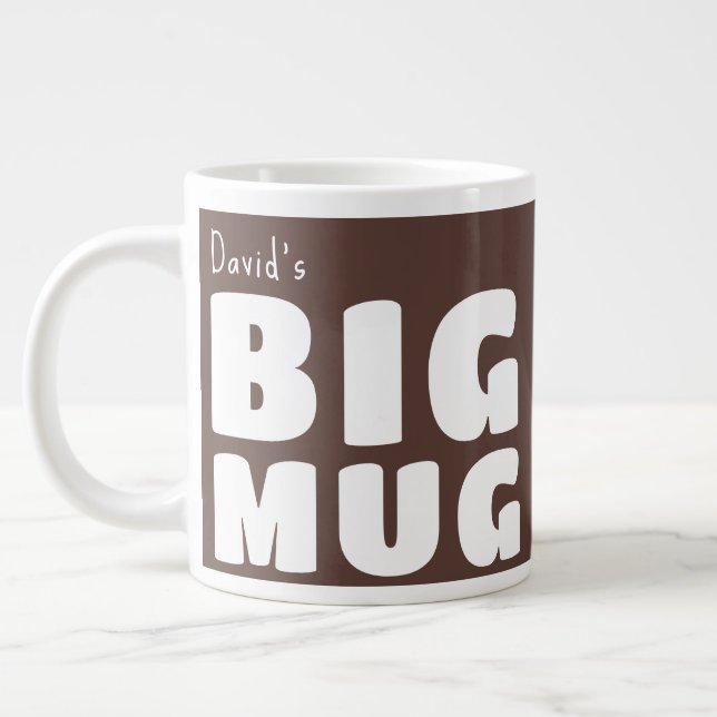 Mug Grande Taille Marron Chocolat Nom Personnalisé (Gauche)