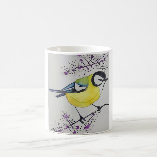 Mug Grande Tit Bird Dessin, Main Tirée Bird Britanniqu (Centre)