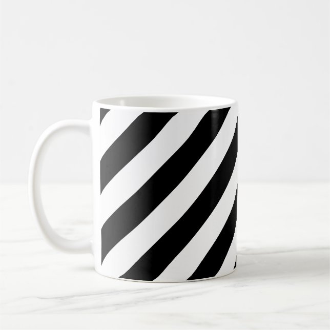 Mug Grandes bandes diagonales en noir et blanc Motif (Gauche)
