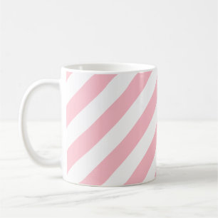 Mug Grandes bandes diagonales roses et blanches Motif