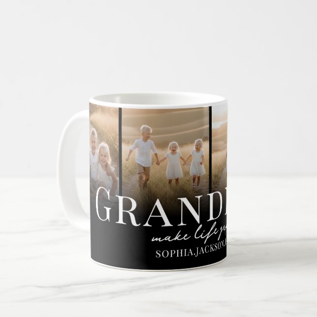 Mug Grandkids Make Life Grand Multi Photo Grandparent (Devant gauche)