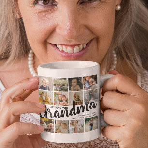 Mug GRANDMA, Collage de photos, Noms et Citation Cadea
