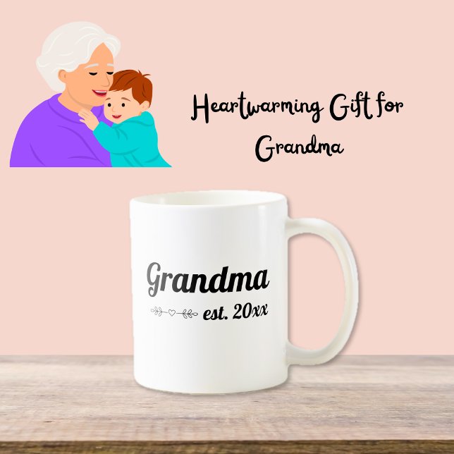 Mug Grandma de script Lettré à la main Année établie (Créateur téléchargé)