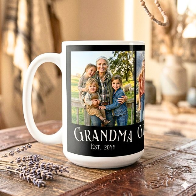 Mug Grandma Est. Established Year Custom Name 3 Photo  (Créateur téléchargé)