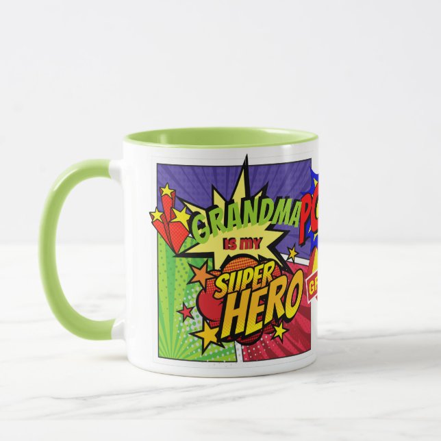 Mug GRANDMA est mon SUPERHERO personnalisable COMIC HE (Gauche)