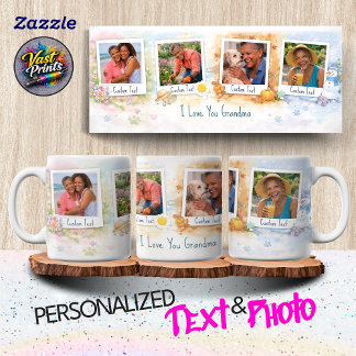 Mug Grandma Floral Custom Photo Collage Watercolor
