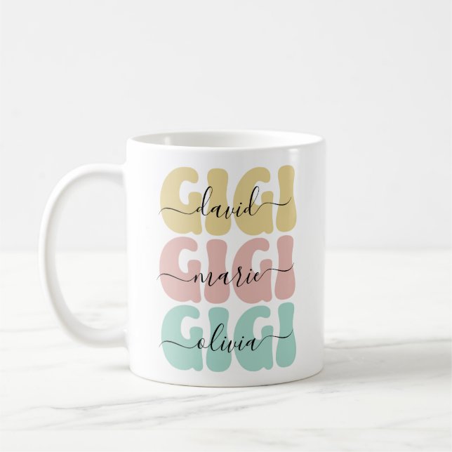 Mug Grandma Gigi Kids moderne nomme le cadeau de la fê (Gauche)