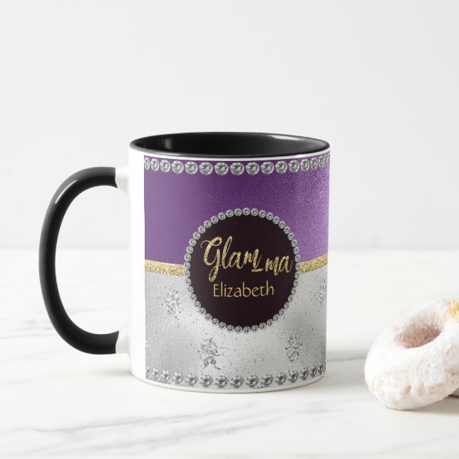 Mug Grandma glam-ma glam-mauve Gold Silver Names (Avec donut)