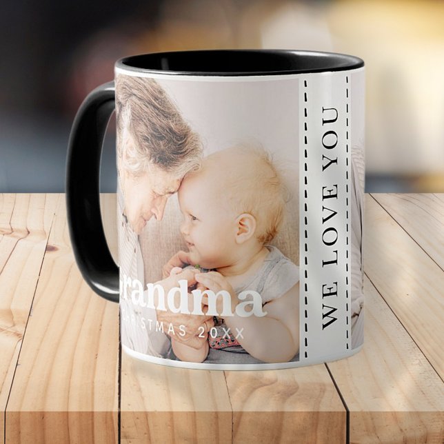 Mug Grandma Photo Noël Holiday Simple Modern Chic (Créateur téléchargé)