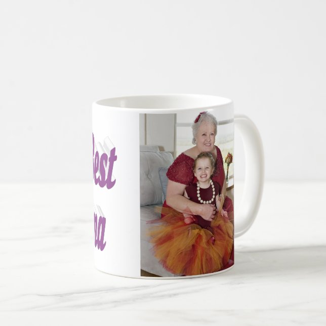Mug Grandma photo typographie violette (Devant droit)