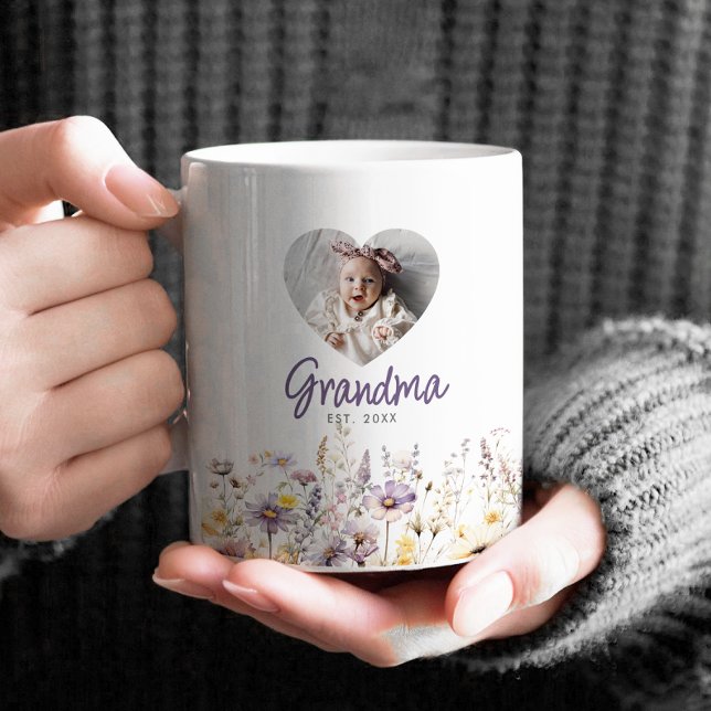 Mug Grandma Purple Aquarelle Fleurs sauvages et cadeau (Créateur téléchargé)